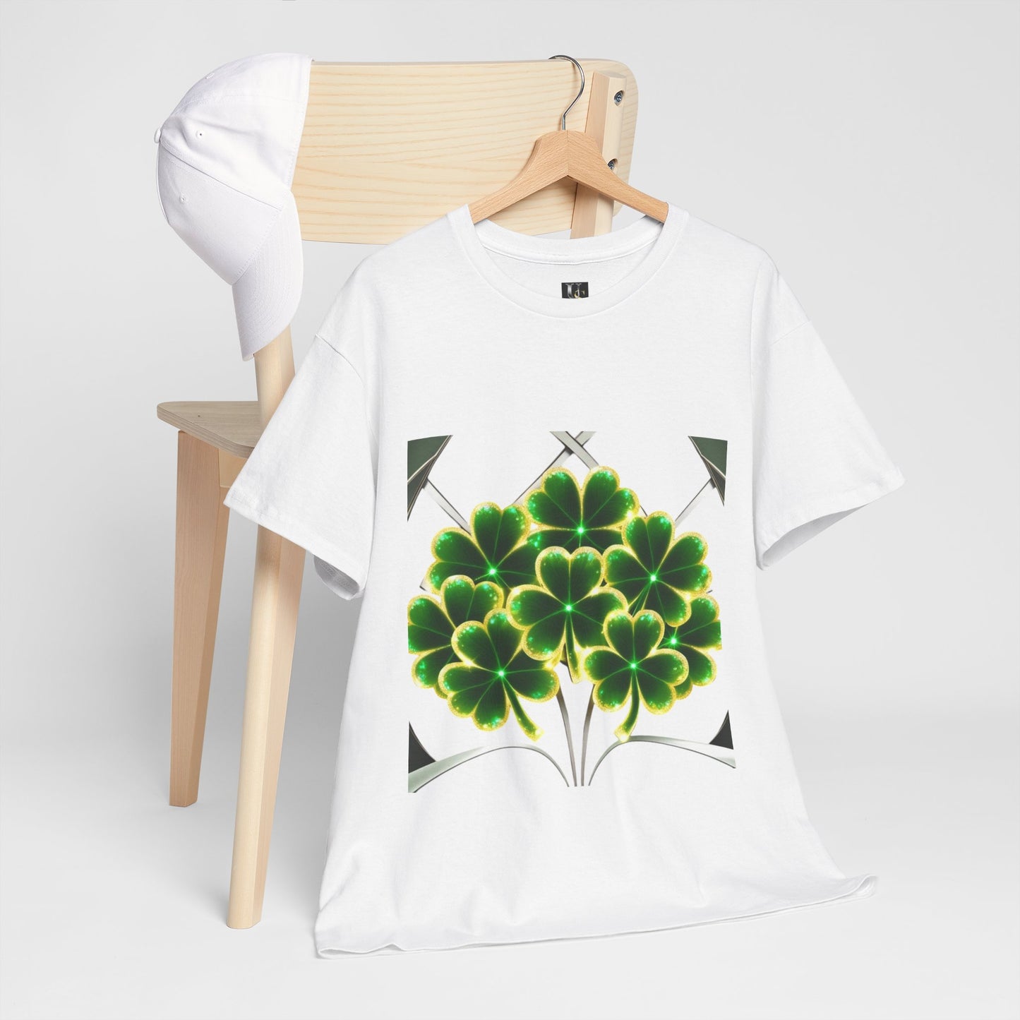 A cluster of glowing Shemrocks Unisex Heavy Cotton Tee - Perfect for St. Patrick's Day & Everyday Wear