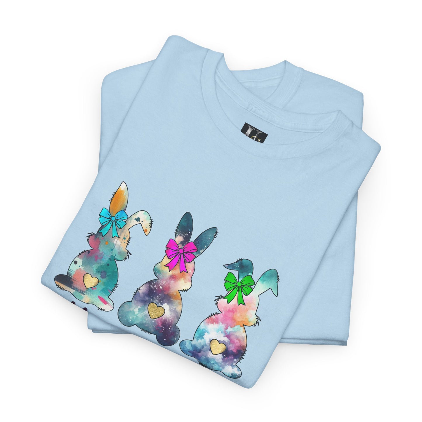 Happy Easter Unisex Heavy Cotton Tee - Colorful Bunny Design