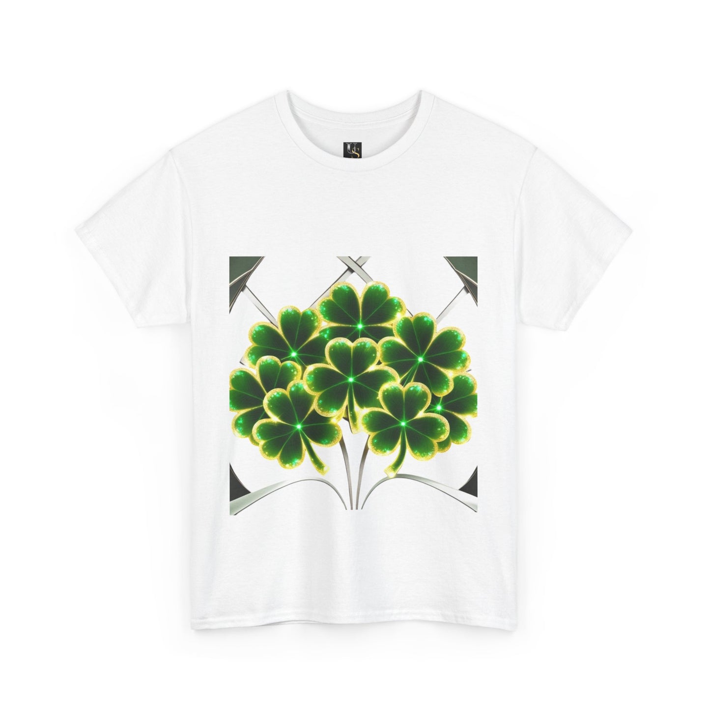 A cluster of glowing Shemrocks Unisex Heavy Cotton Tee - Perfect for St. Patrick's Day & Everyday Wear