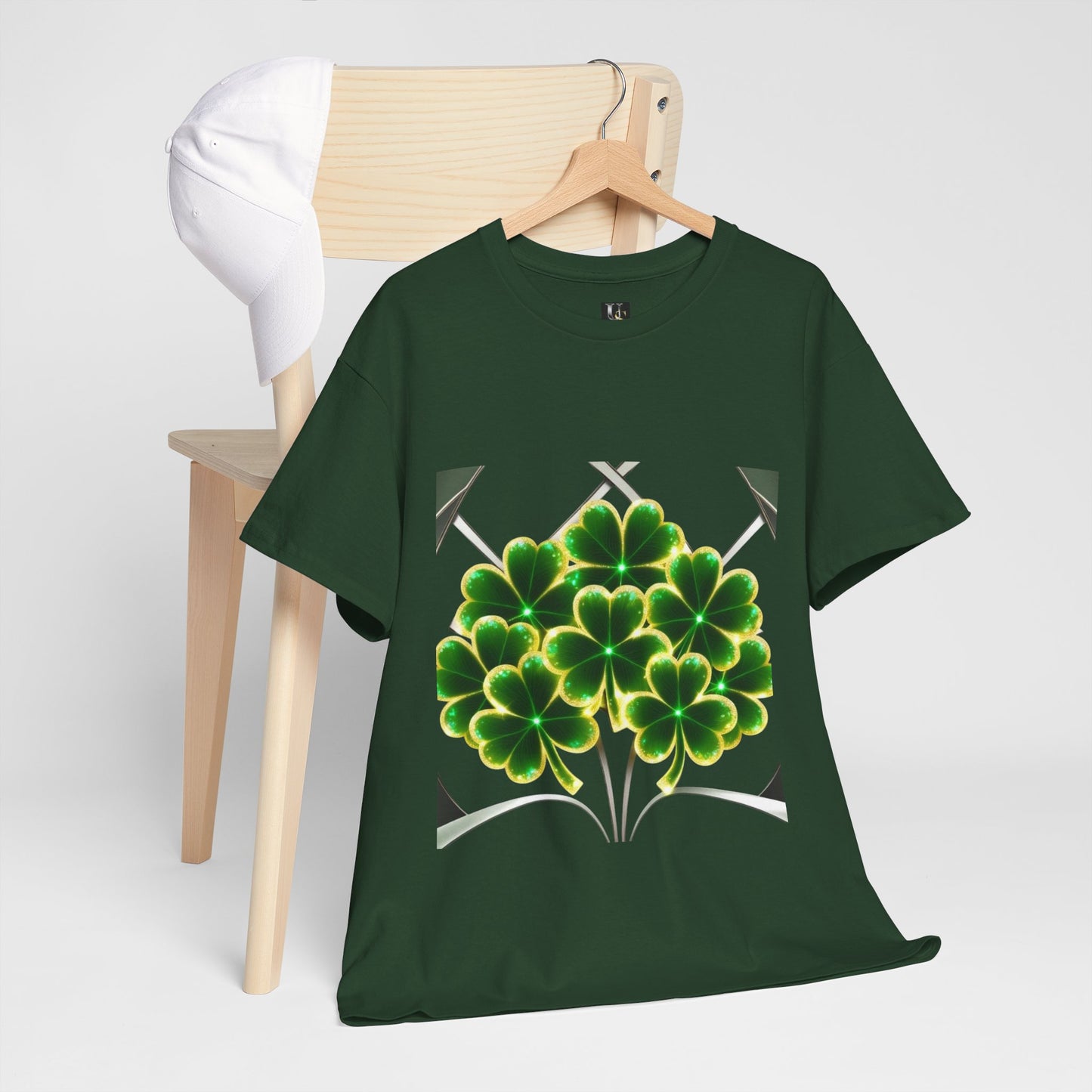 A cluster of glowing Shemrocks Unisex Heavy Cotton Tee - Perfect for St. Patrick's Day & Everyday Wear