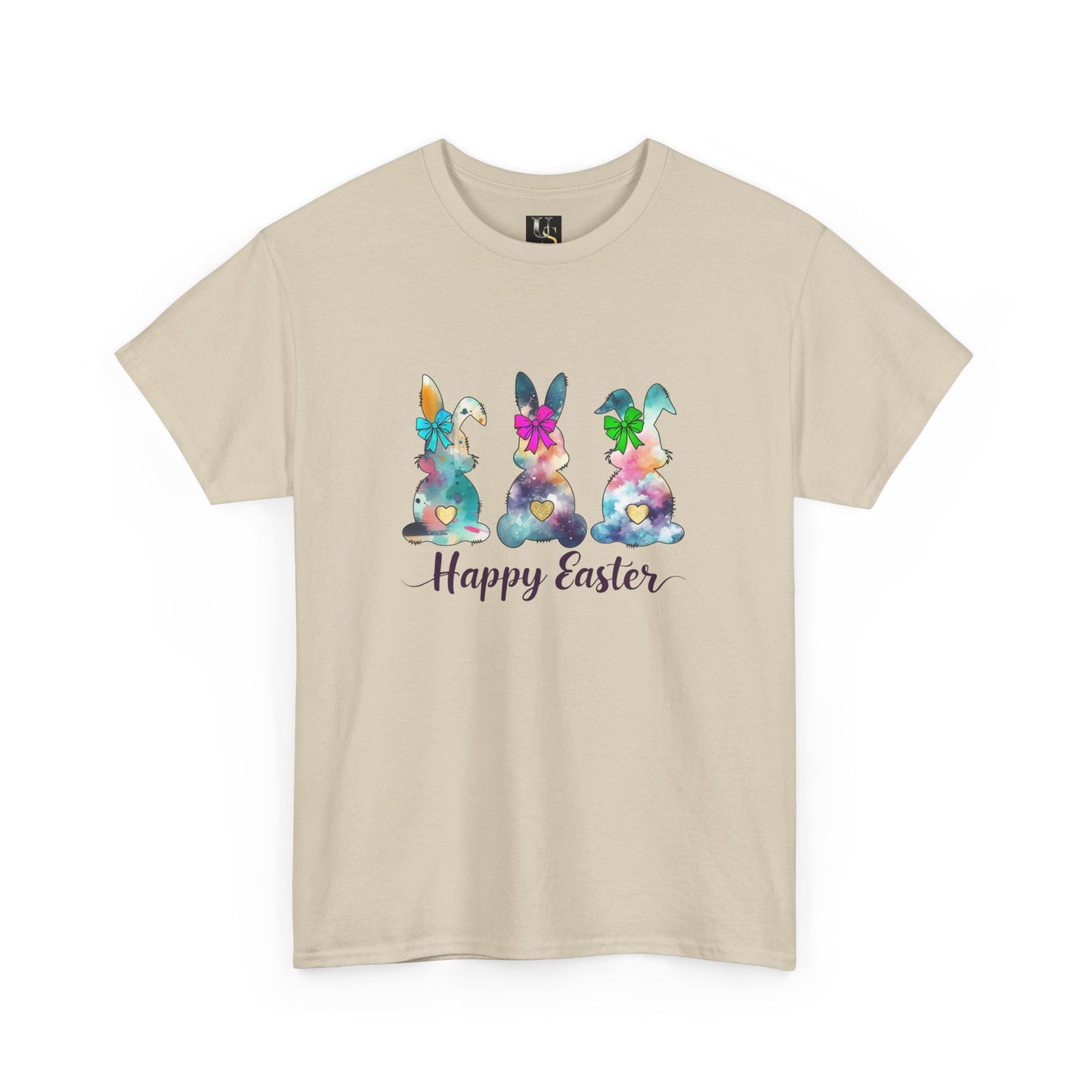 Happy Easter Unisex Heavy Cotton Tee - Colorful Bunny Design