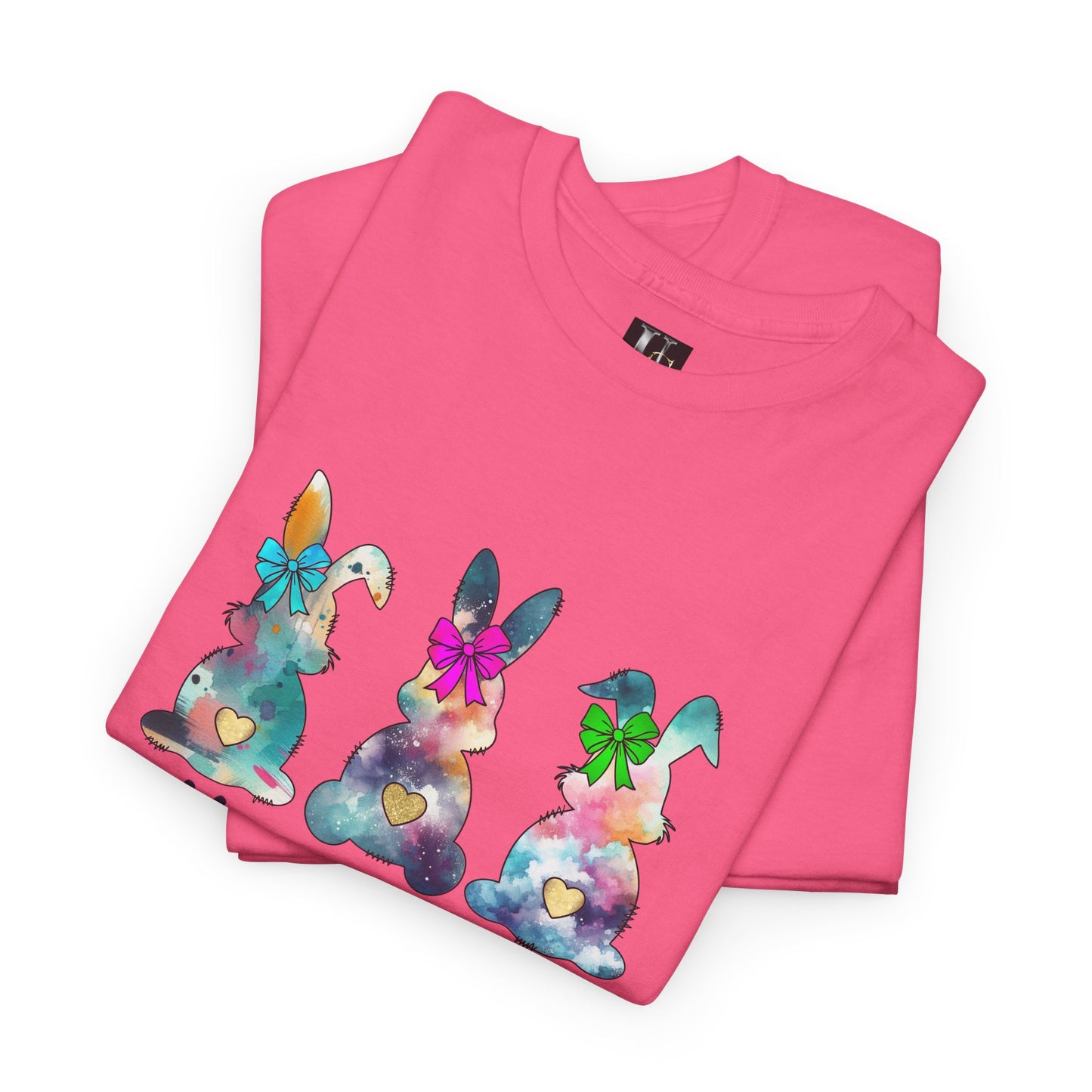 Happy Easter Unisex Heavy Cotton Tee - Colorful Bunny Design