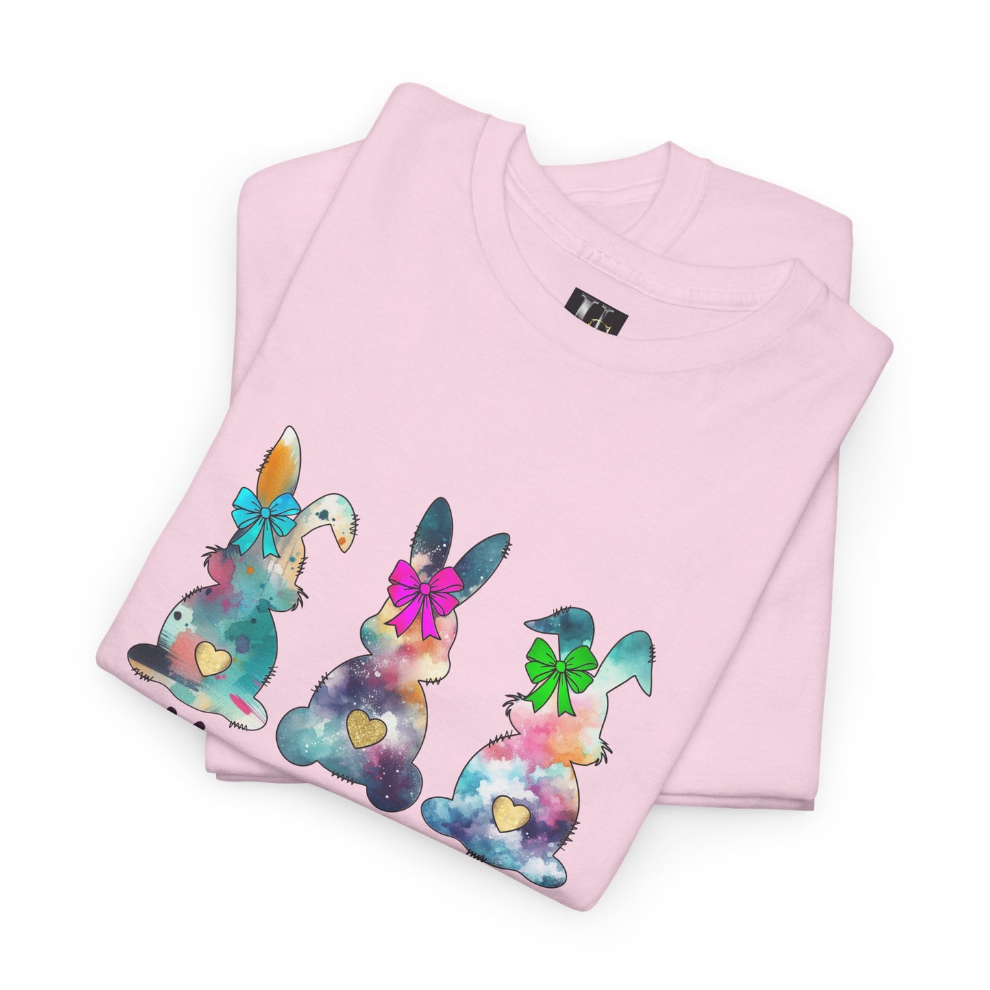 Happy Easter Unisex Heavy Cotton Tee - Colorful Bunny Design