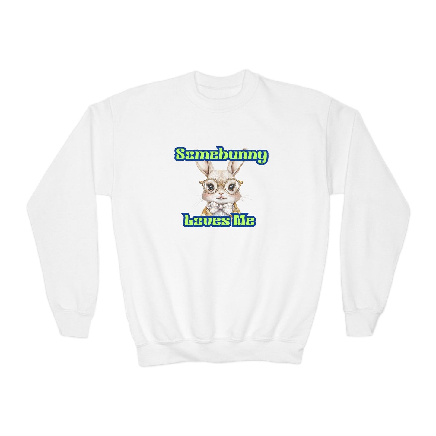 Youth Crewneck Sweatshirt - 'Somebunny Loves Me' Cute Bunny Design