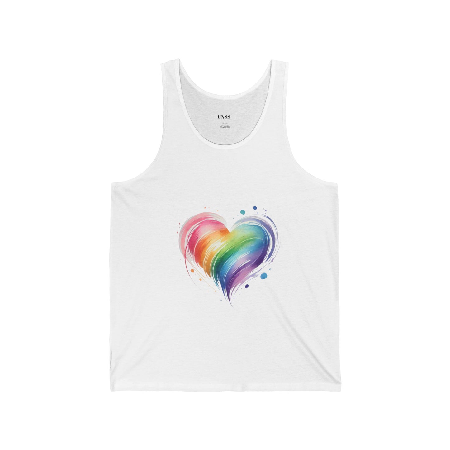 Rainbow Heart Unisex Jersey Tank - Perfect for Pride and Summer Vibes