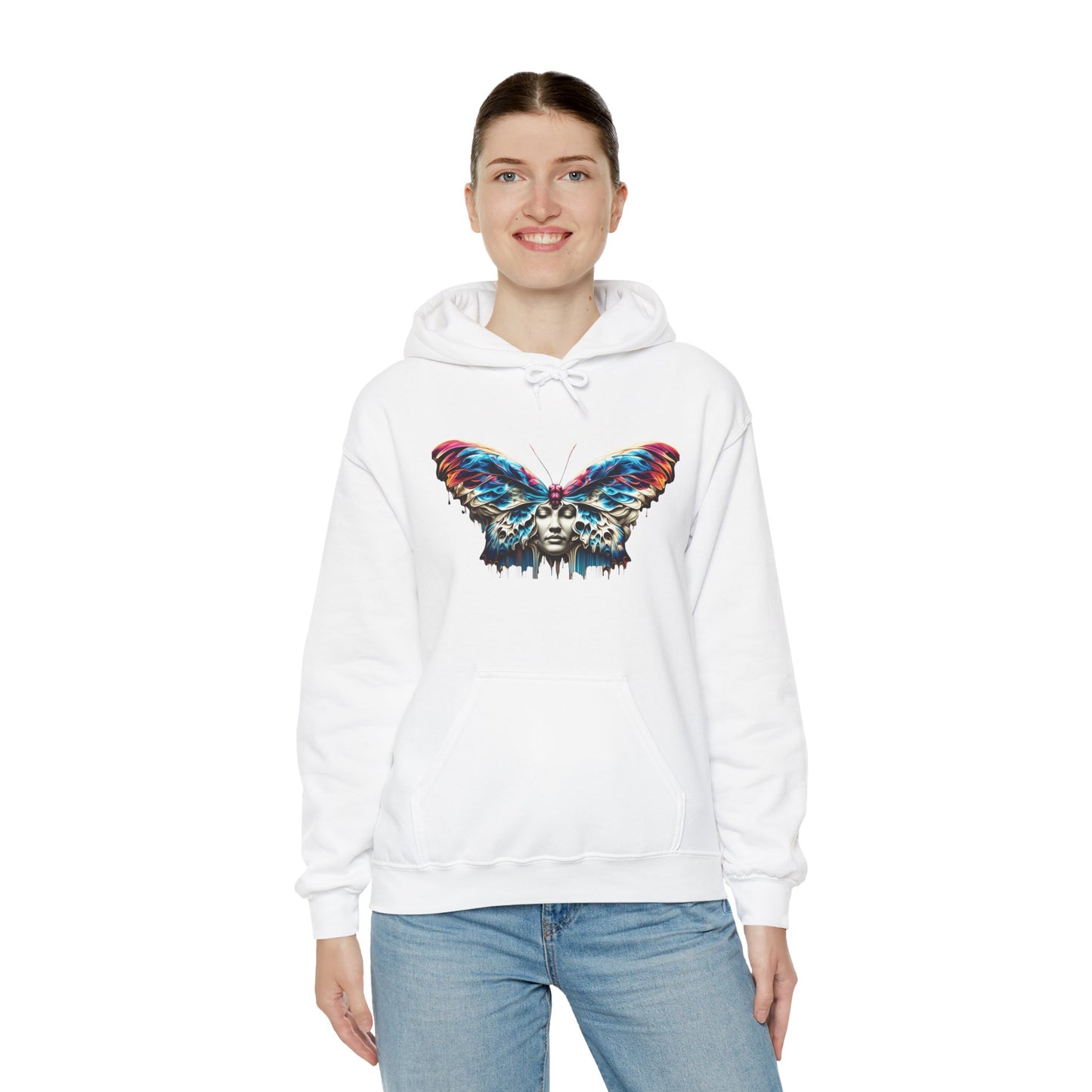 Vibrant Butterfly Art Unisex Hoodie – Colorful Graphic Sweatshirt for Nature Lovers