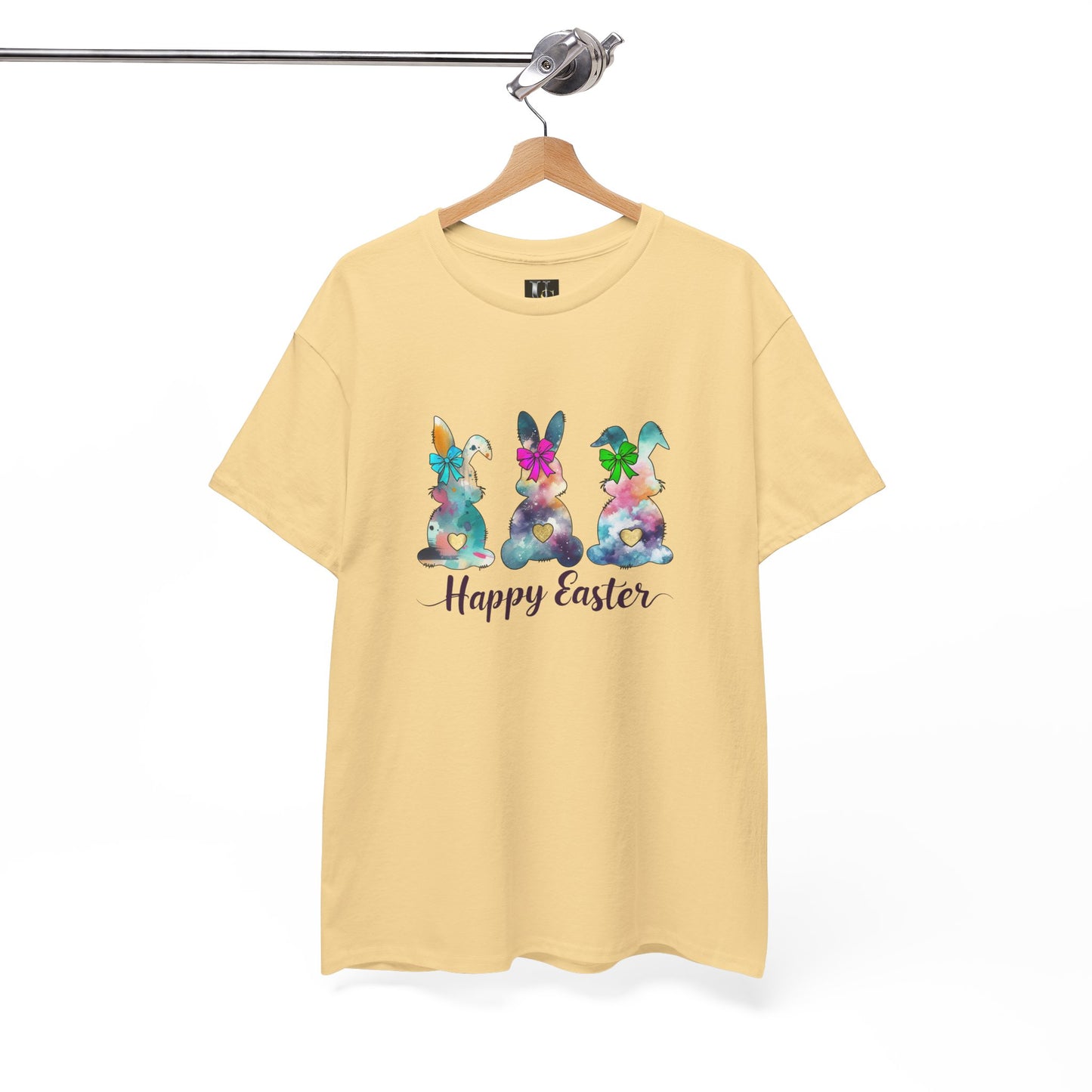 Happy Easter Unisex Heavy Cotton Tee - Colorful Bunny Design