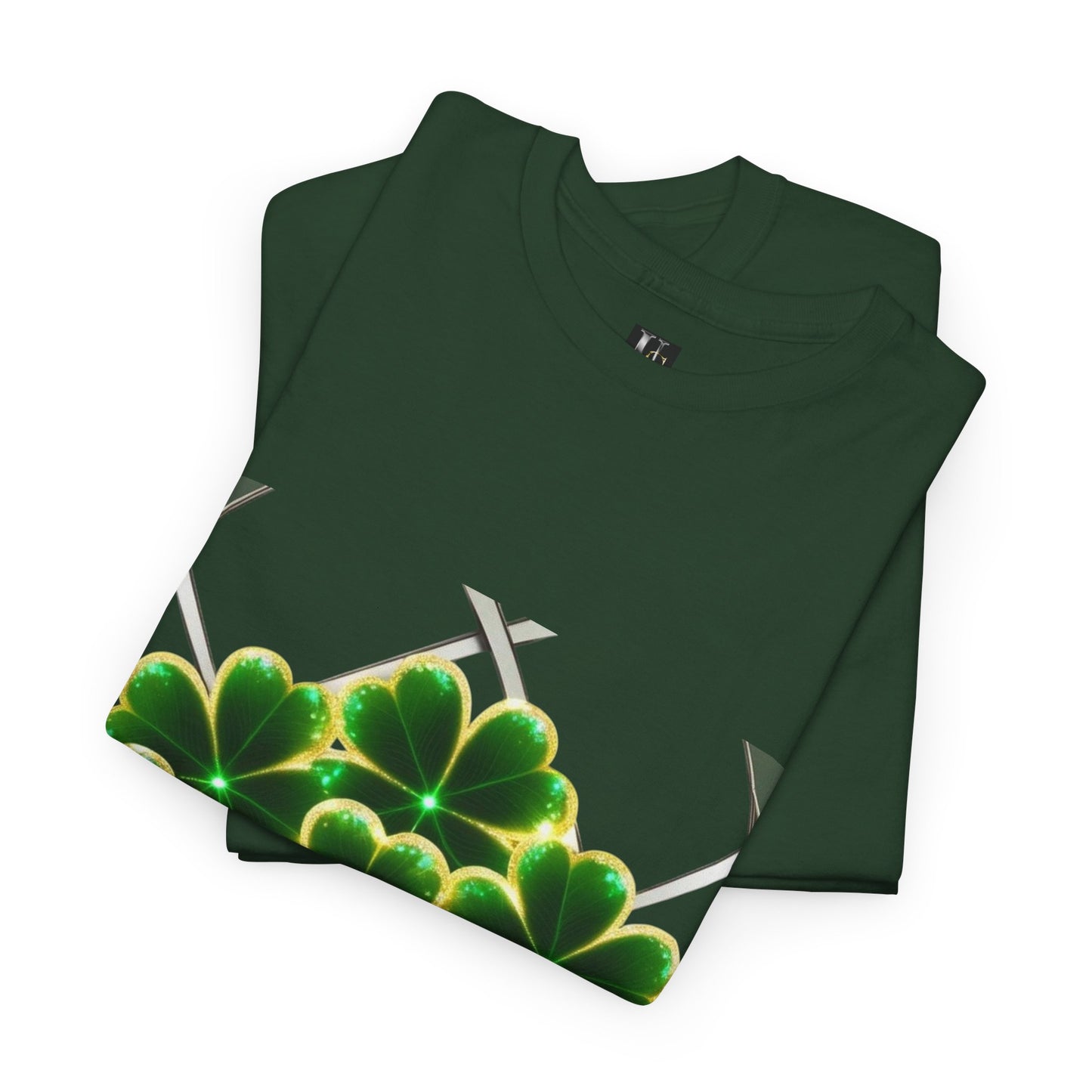 A cluster of glowing Shemrocks Unisex Heavy Cotton Tee - Perfect for St. Patrick's Day & Everyday Wear