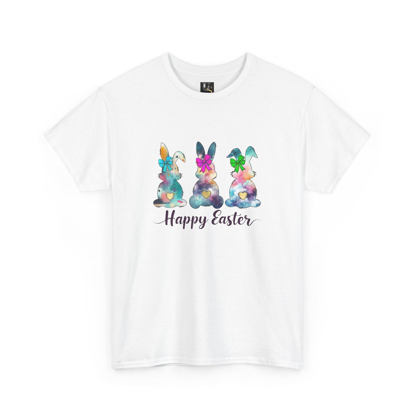 Happy Easter Unisex Heavy Cotton Tee - Colorful Bunny Design