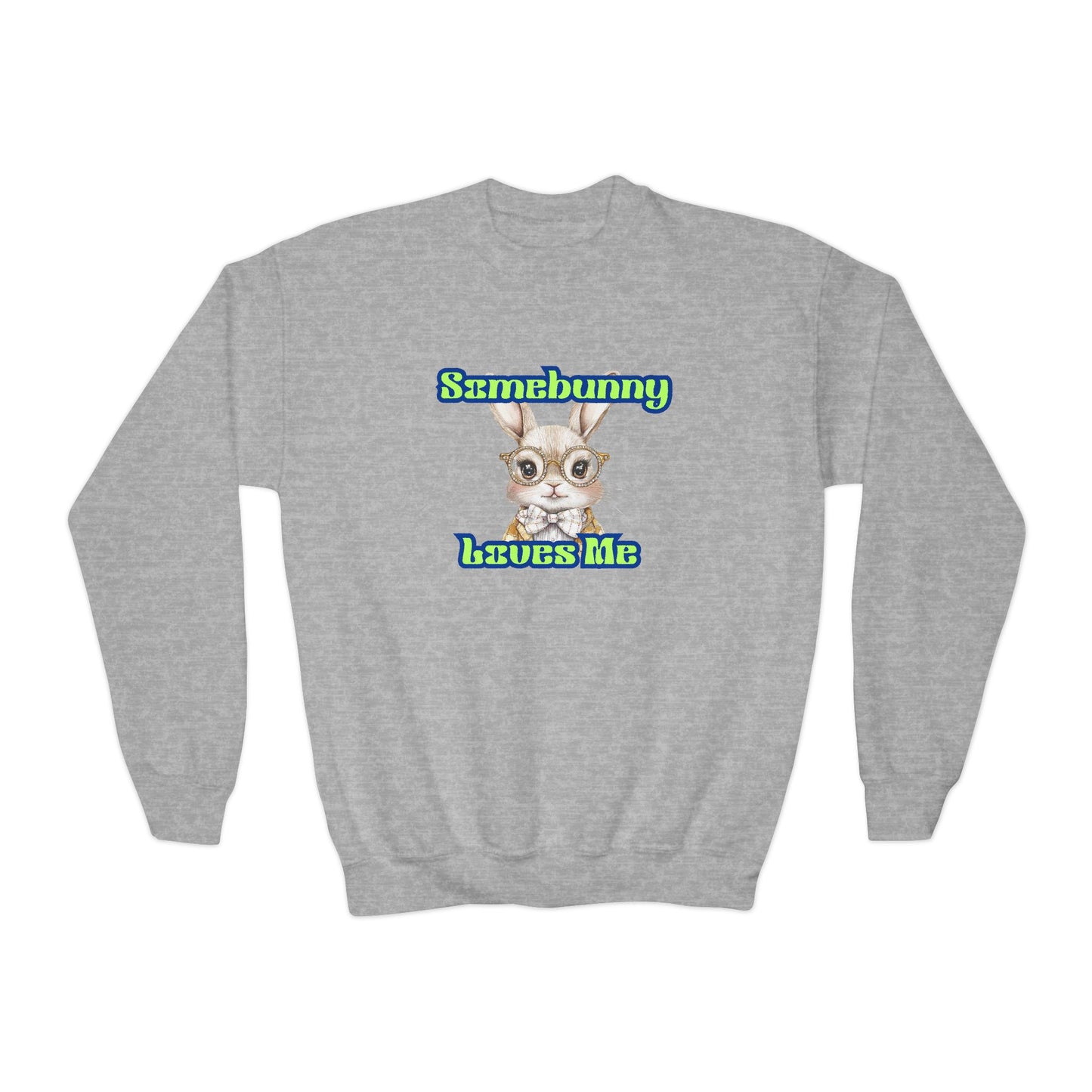 Youth Crewneck Sweatshirt - 'Somebunny Loves Me' Cute Bunny Design