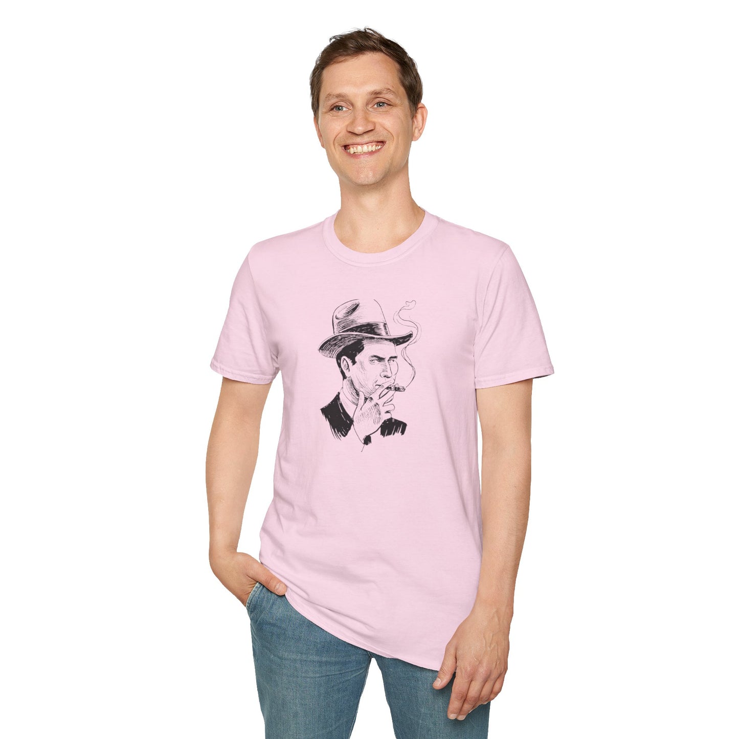 Vintage-Inspired Unisex T-Shirt with Smoking Man Graphic