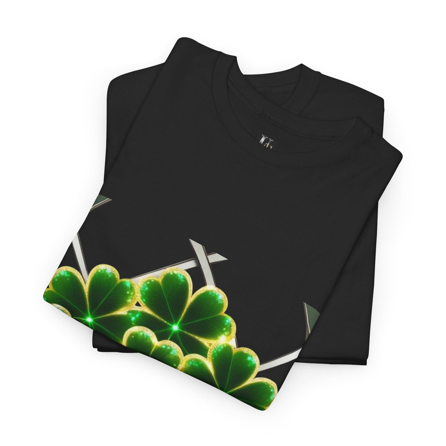 A cluster of glowing Shemrocks Unisex Heavy Cotton Tee - Perfect for St. Patrick's Day & Everyday Wear