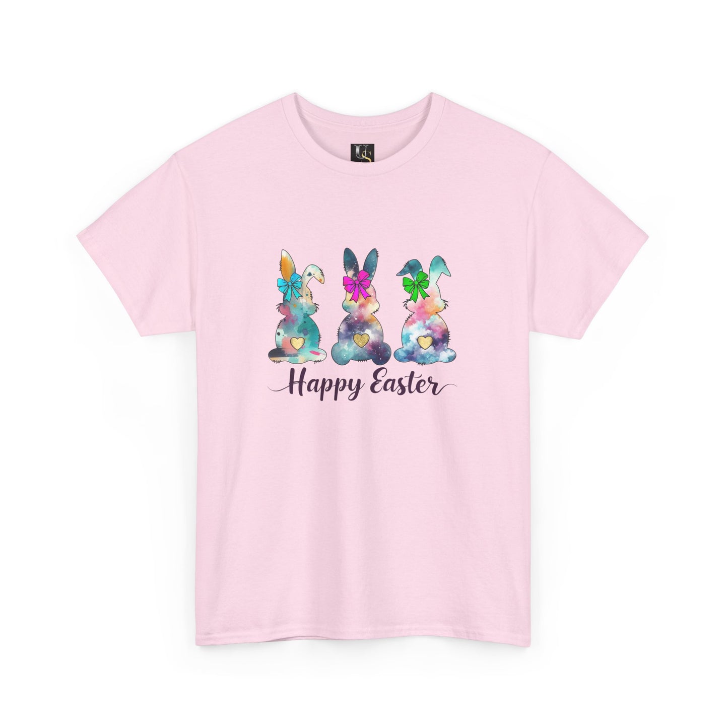 Happy Easter Unisex Heavy Cotton Tee - Colorful Bunny Design