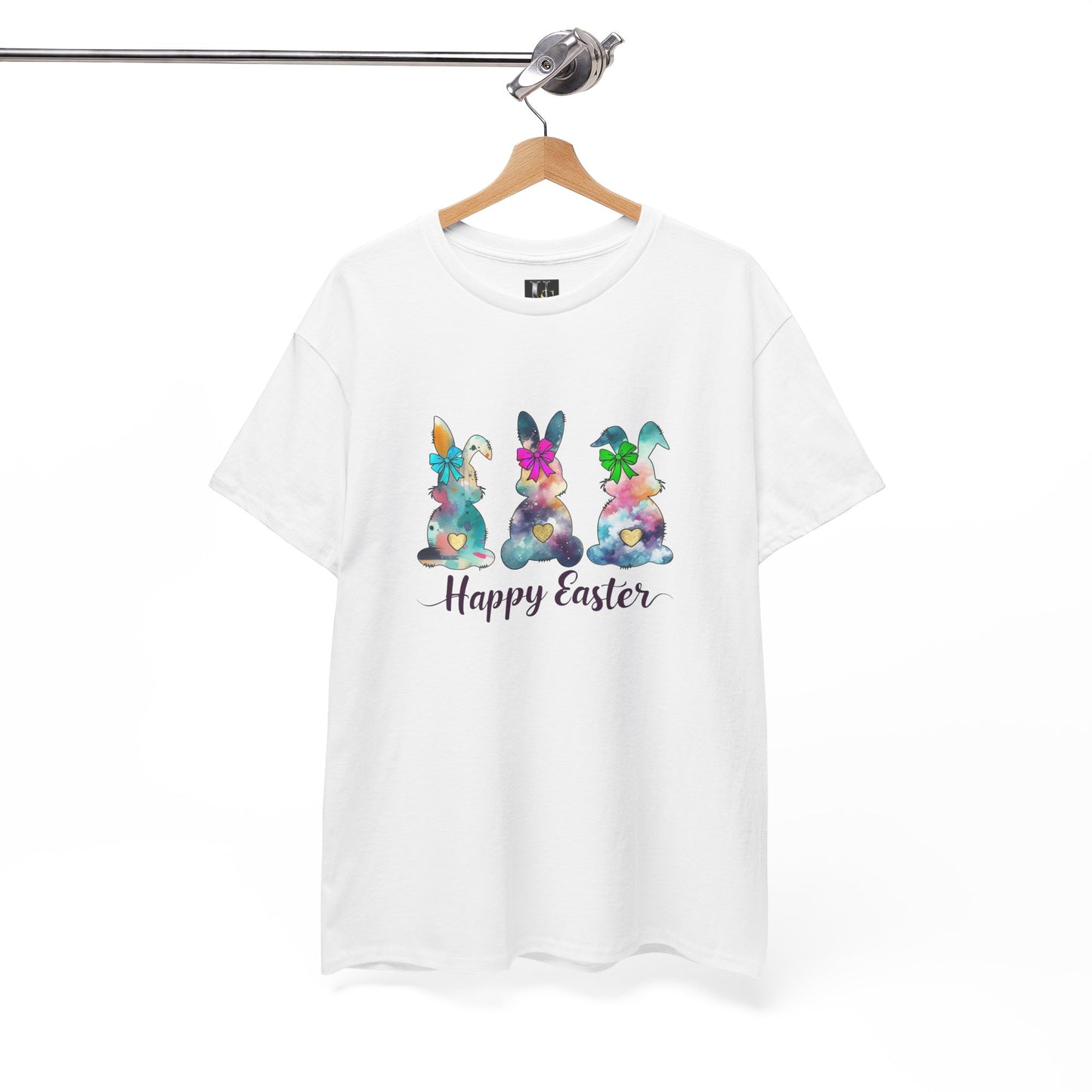 Happy Easter Unisex Heavy Cotton Tee - Colorful Bunny Design