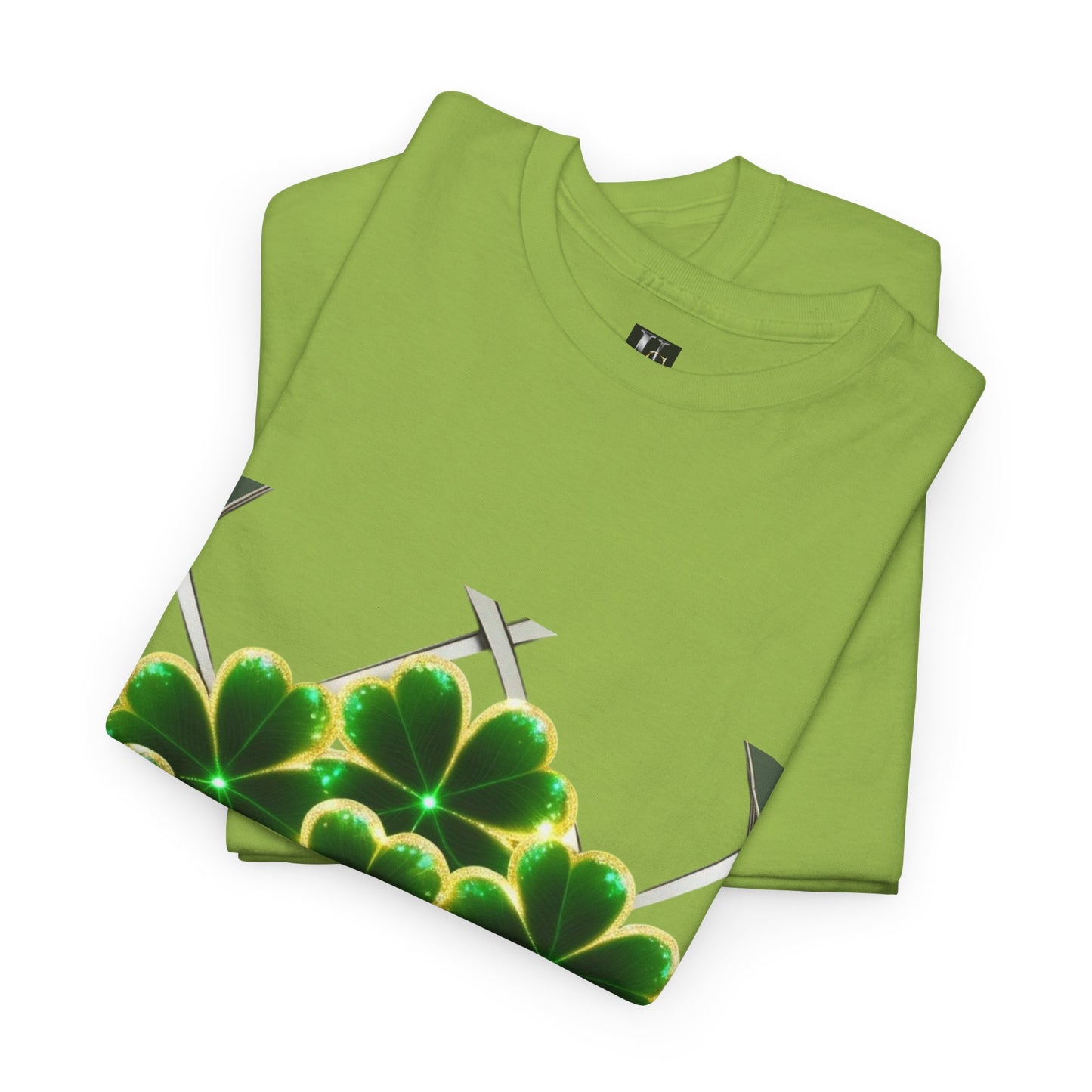 A cluster of glowing Shemrocks Unisex Heavy Cotton Tee - Perfect for St. Patrick's Day & Everyday Wear