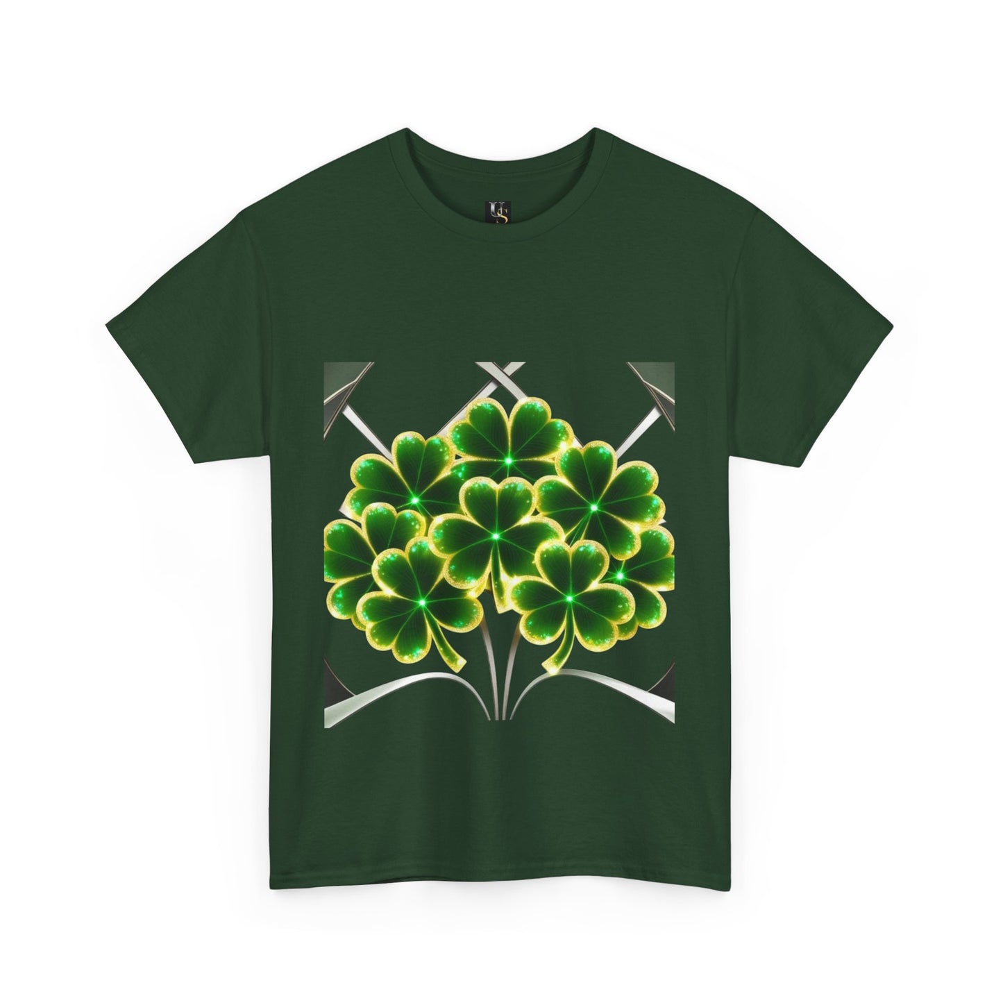 A cluster of glowing Shemrocks Unisex Heavy Cotton Tee - Perfect for St. Patrick's Day & Everyday Wear