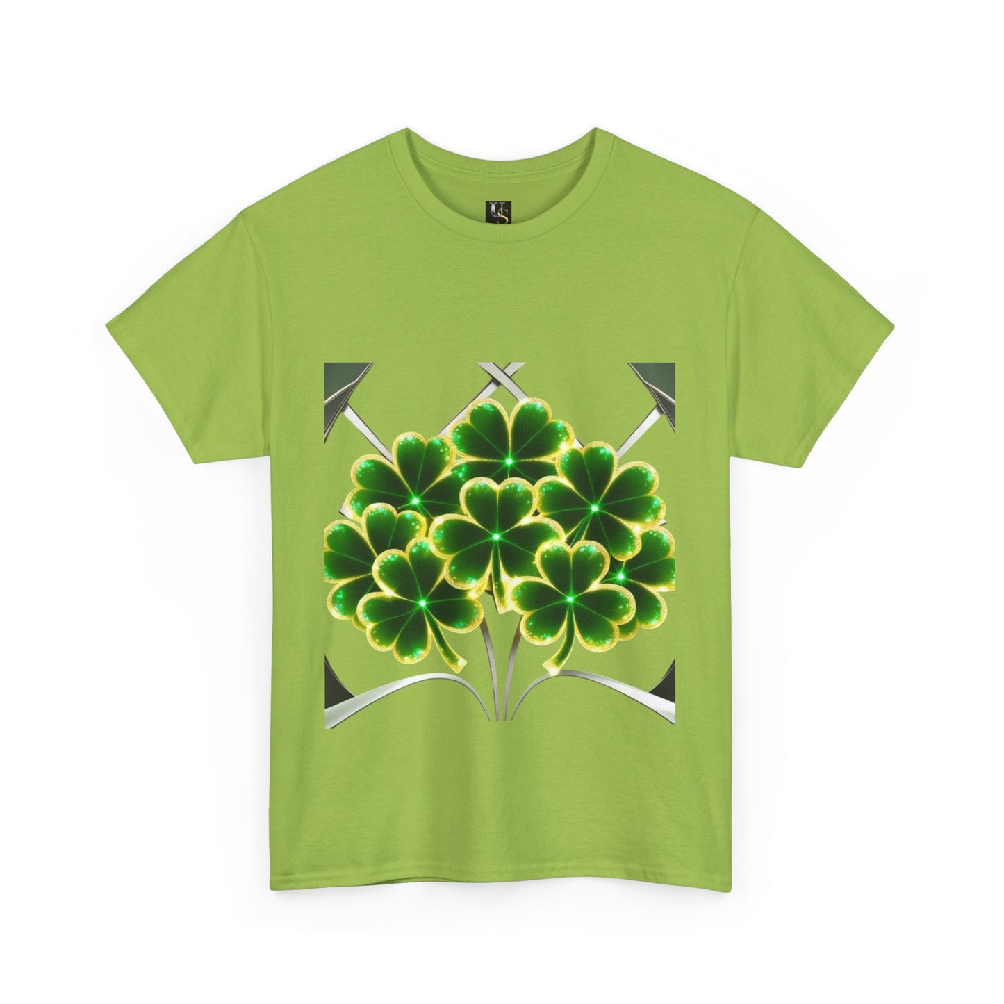 A cluster of glowing Shemrocks Unisex Heavy Cotton Tee - Perfect for St. Patrick's Day & Everyday Wear