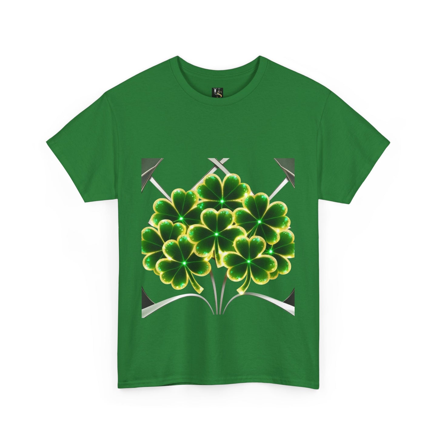 A cluster of glowing Shemrocks Unisex Heavy Cotton Tee - Perfect for St. Patrick's Day & Everyday Wear