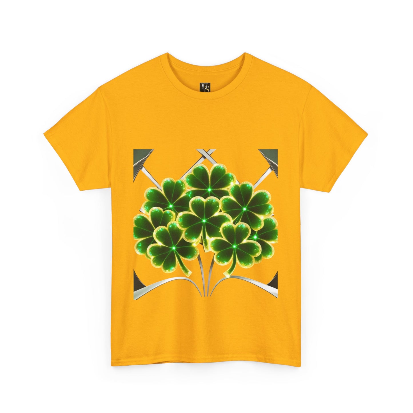 A cluster of glowing Shemrocks Unisex Heavy Cotton Tee - Perfect for St. Patrick's Day & Everyday Wear