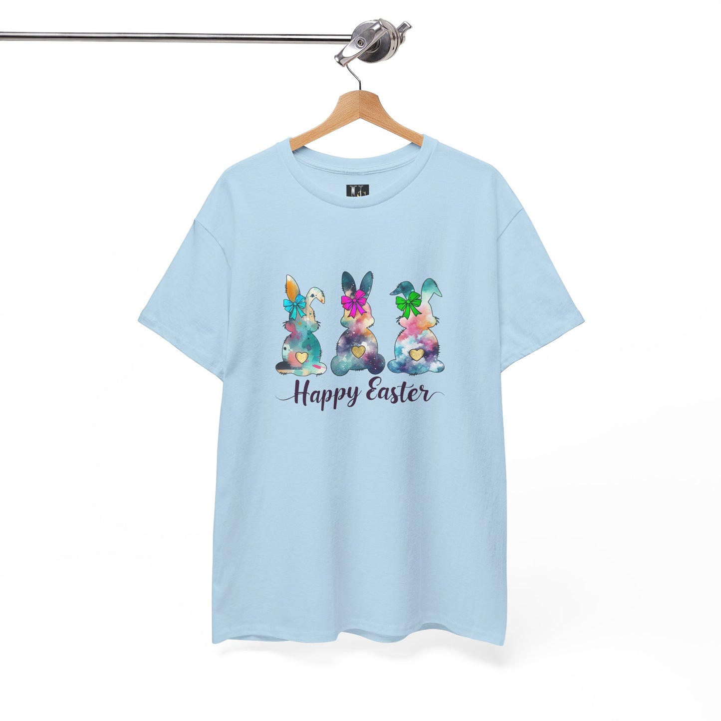 Happy Easter Unisex Heavy Cotton Tee - Colorful Bunny Design