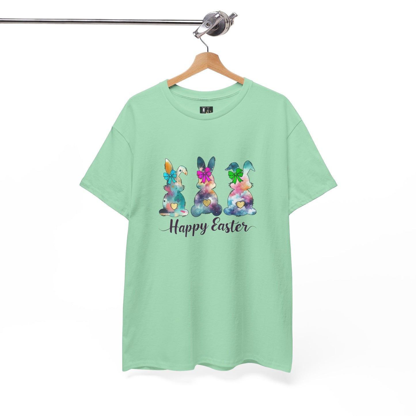 Happy Easter Unisex Heavy Cotton Tee - Colorful Bunny Design