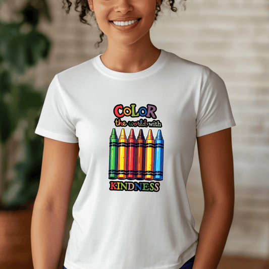 Color The World With Confidence Tee Shirt Perfect For Teachers or Daycare Teachers