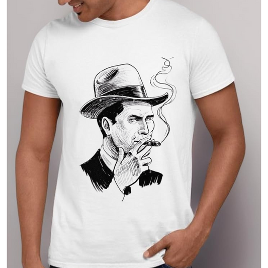 Vintage-Inspired Unisex T-Shirt with Smoking Man Graphic