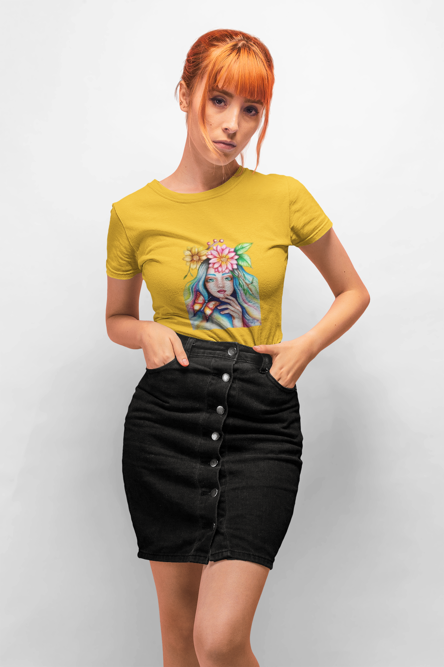 Floral Butterfly Art Unisex Softstyle T-Shirt – Vibrant Nature-Inspired Design for Creative Souls