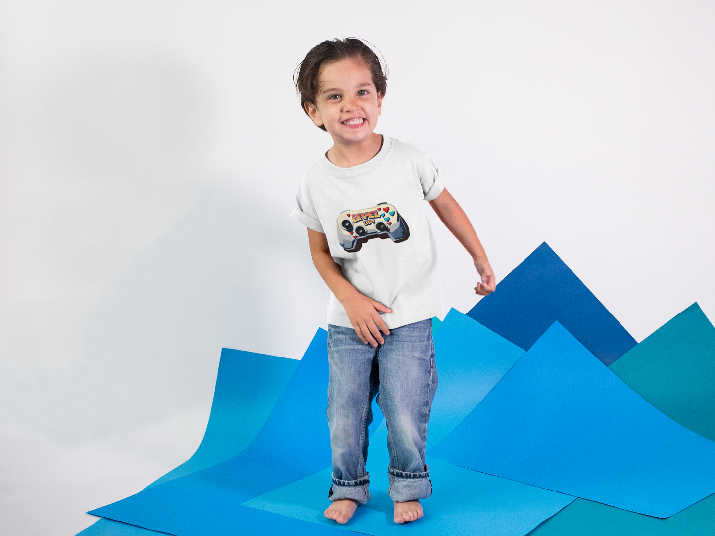 Kids Gaming Tee - 'Level Up' Retro Video Game Controller Design