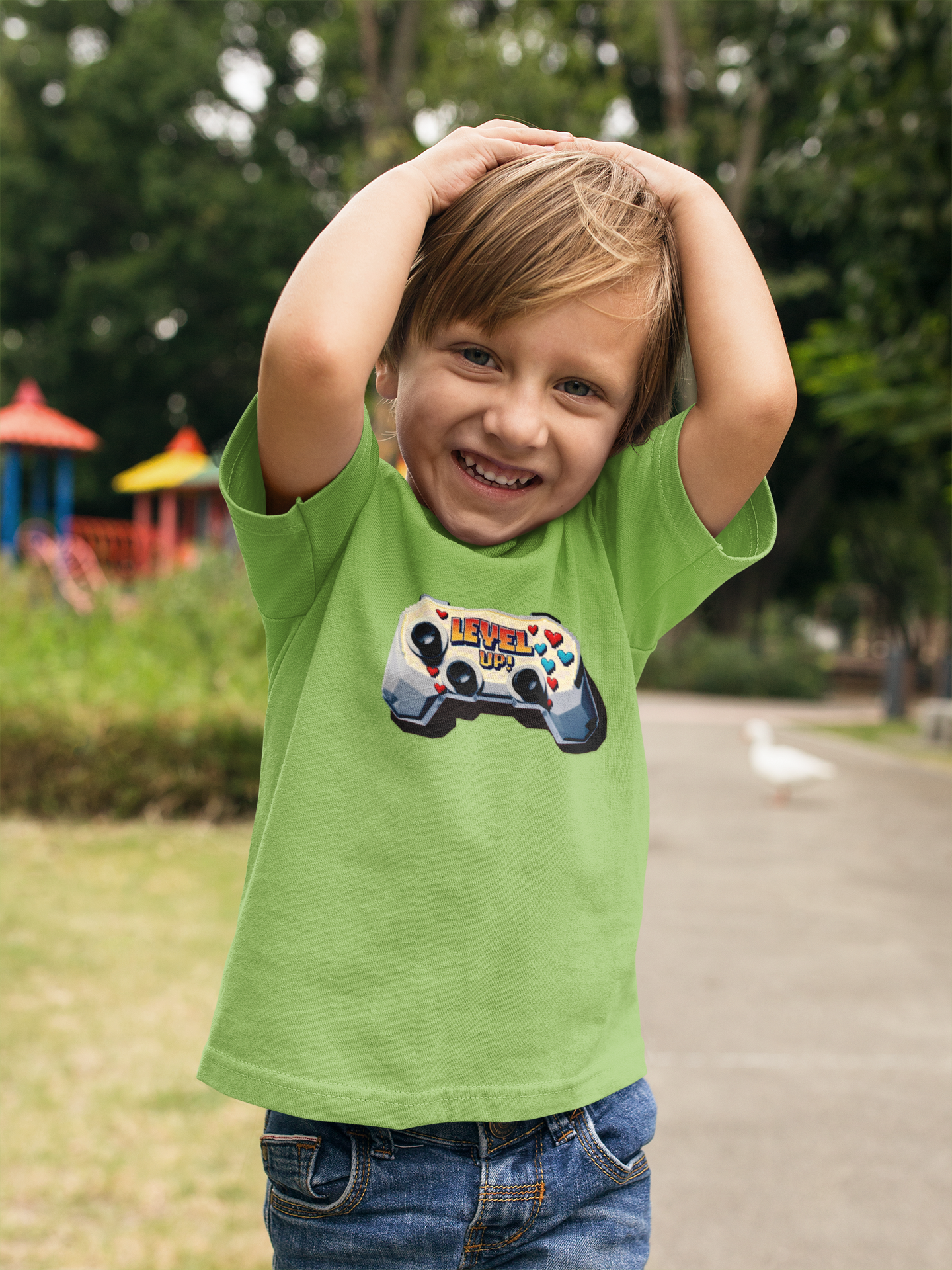 Kids Gaming Tee - 'Level Up' Retro Video Game Controller Design