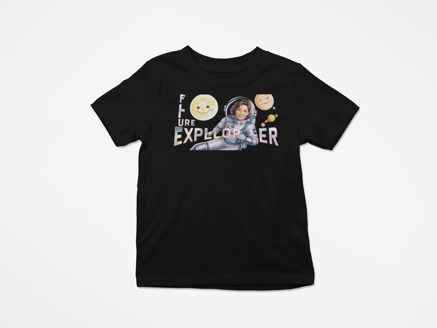 Future Explorer Kids Heavy Cotton Tee - Fun Space Design for Young Adventurers!