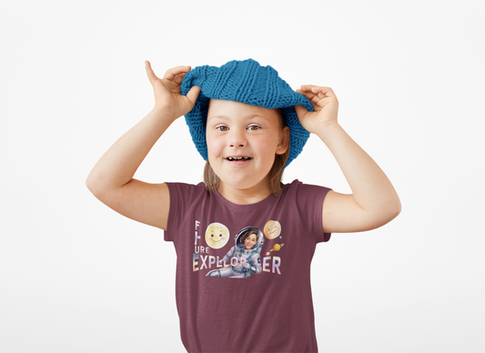 Future Explorer Kids Heavy Cotton Tee - Fun Space Design for Young Adventurers!