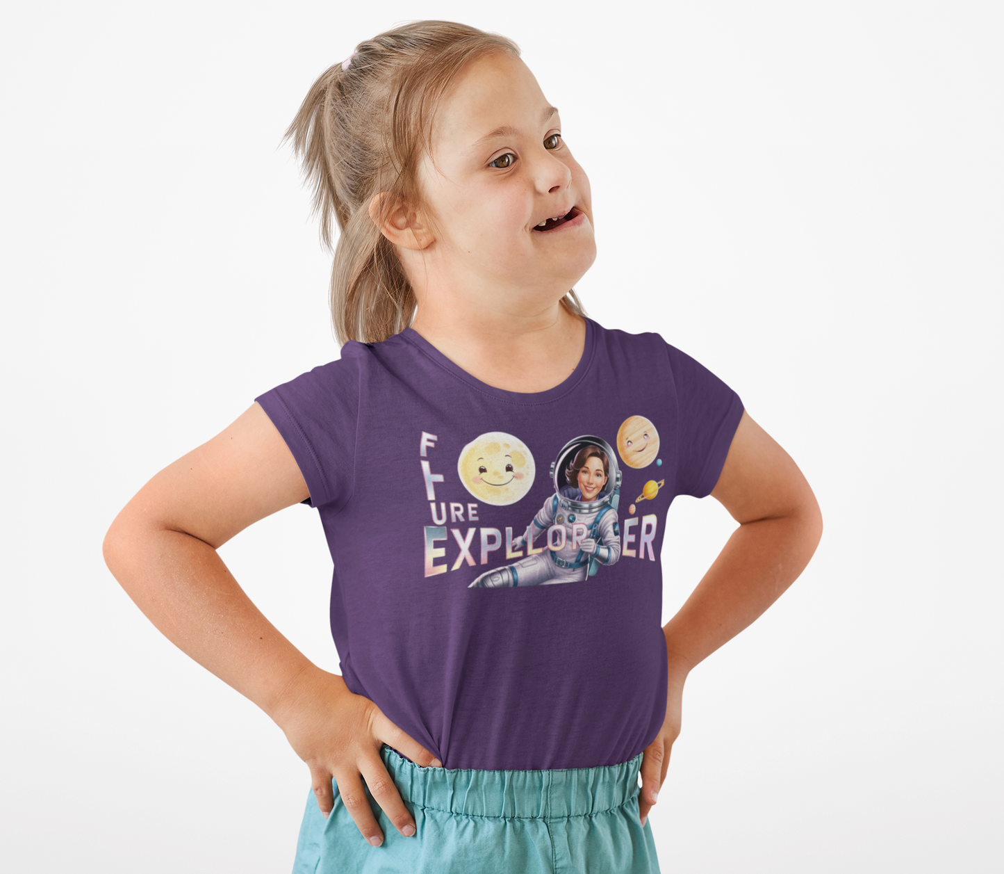 Future Explorer Kids Heavy Cotton Tee - Fun Space Design for Young Adventurers!