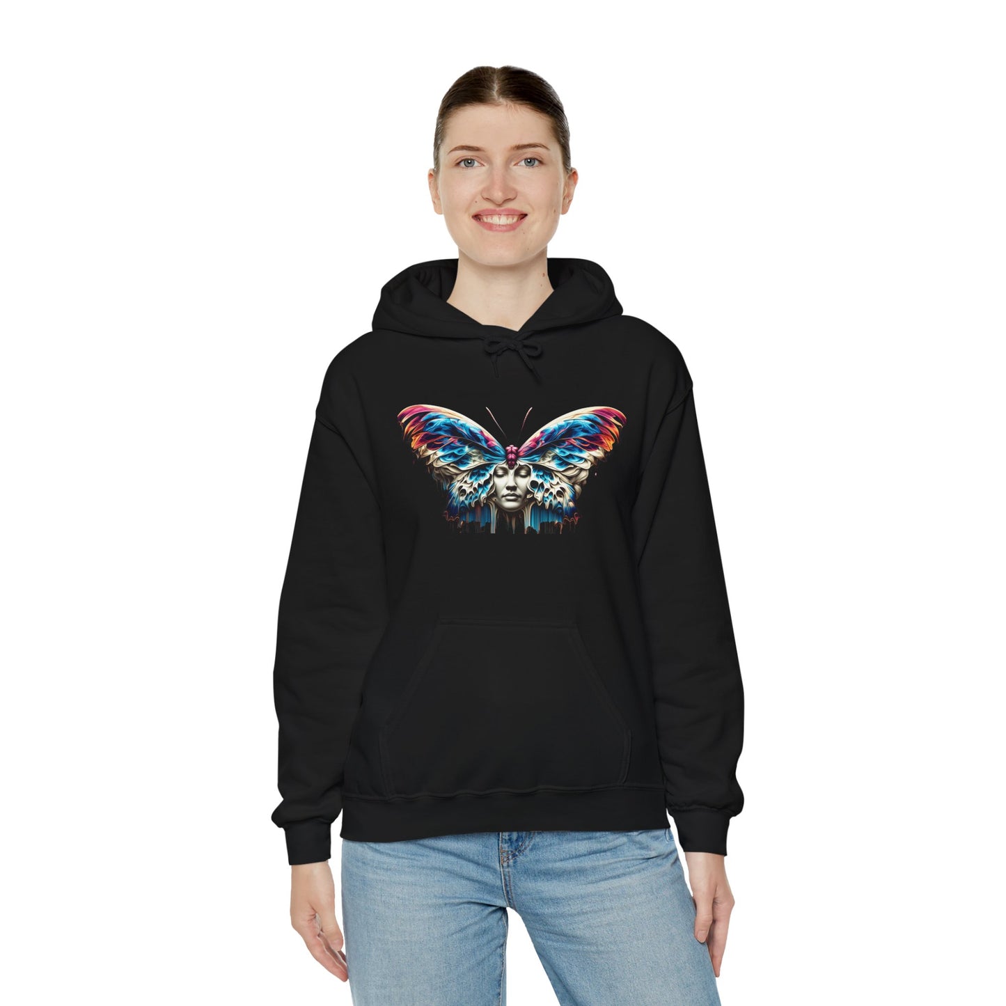 Vibrant Butterfly Art Unisex Hoodie – Colorful Graphic Sweatshirt for Nature Lovers