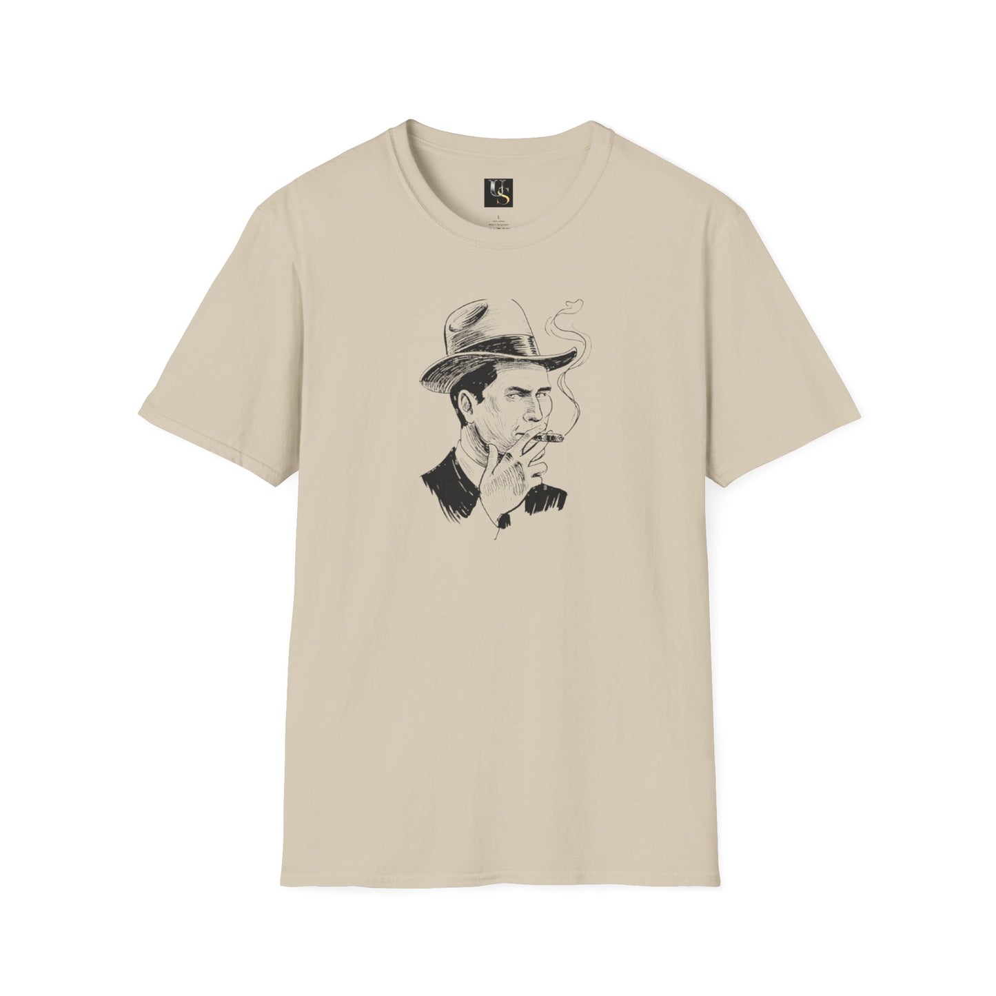 Vintage-Inspired Unisex T-Shirt with Smoking Man Graphic