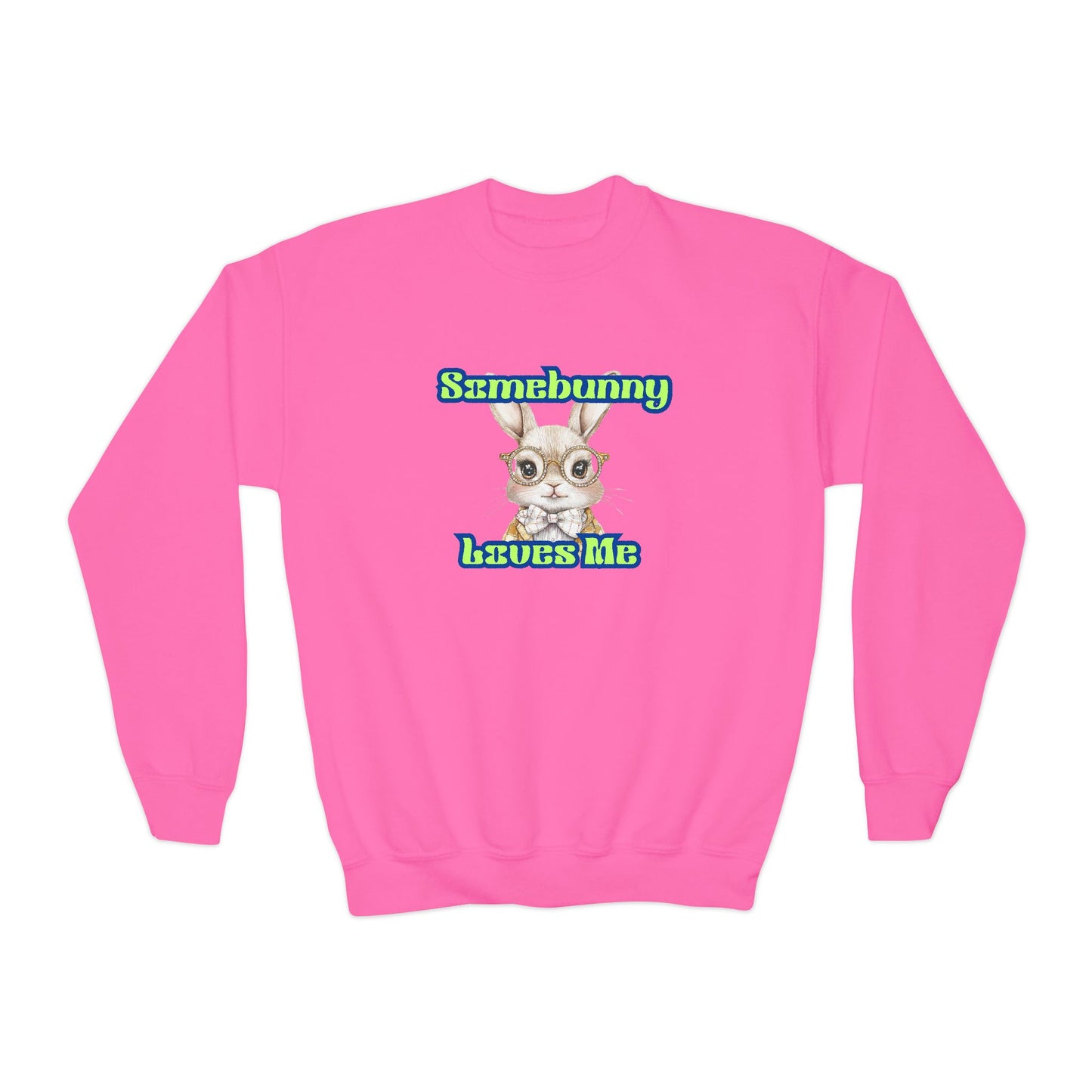 Youth Crewneck Sweatshirt - 'Somebunny Loves Me' Cute Bunny Design