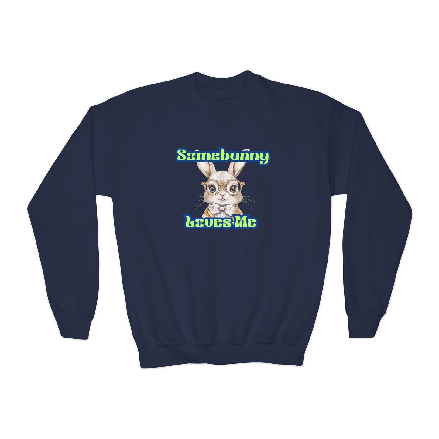 Youth Crewneck Sweatshirt - 'Somebunny Loves Me' Cute Bunny Design