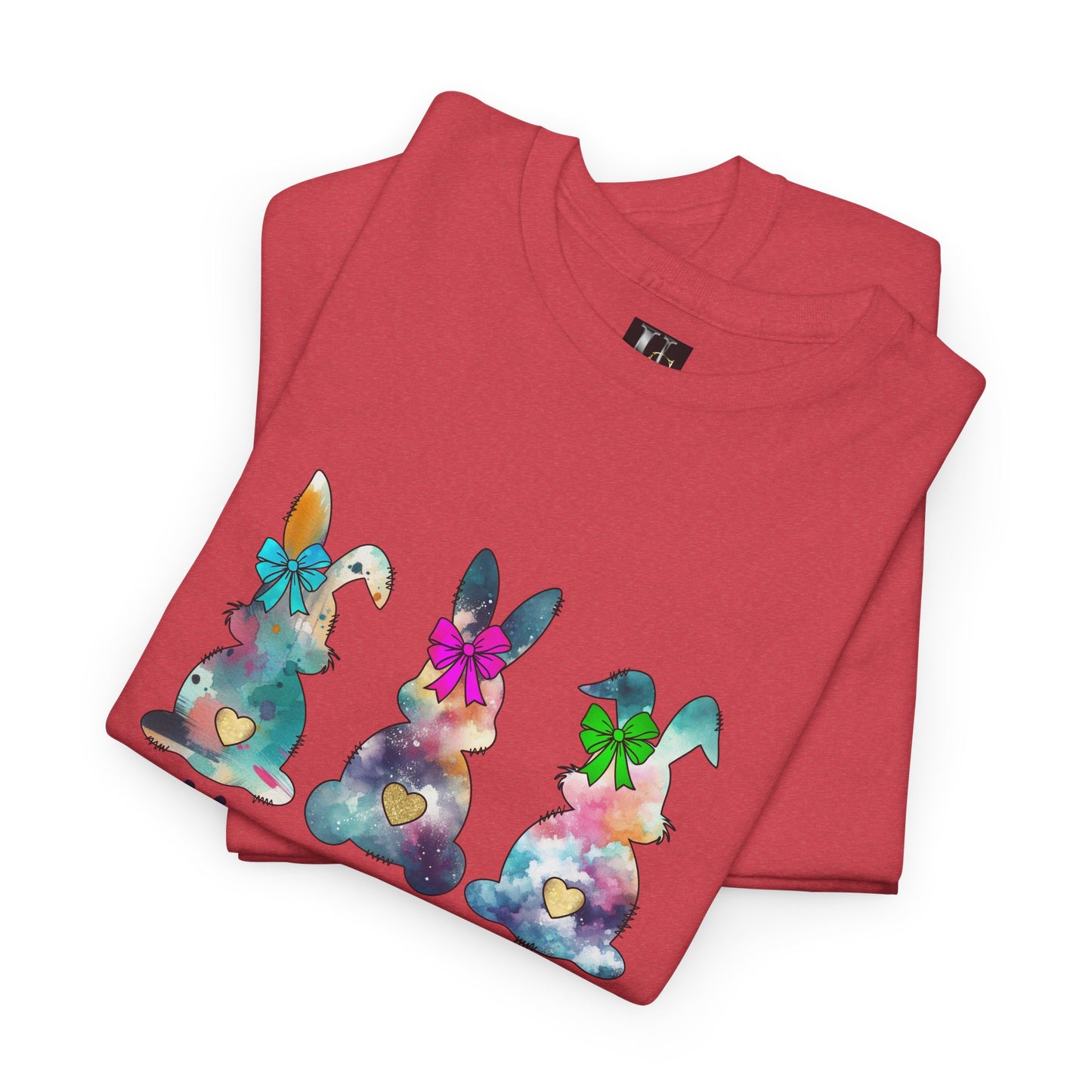 Happy Easter Unisex Heavy Cotton Tee - Colorful Bunny Design