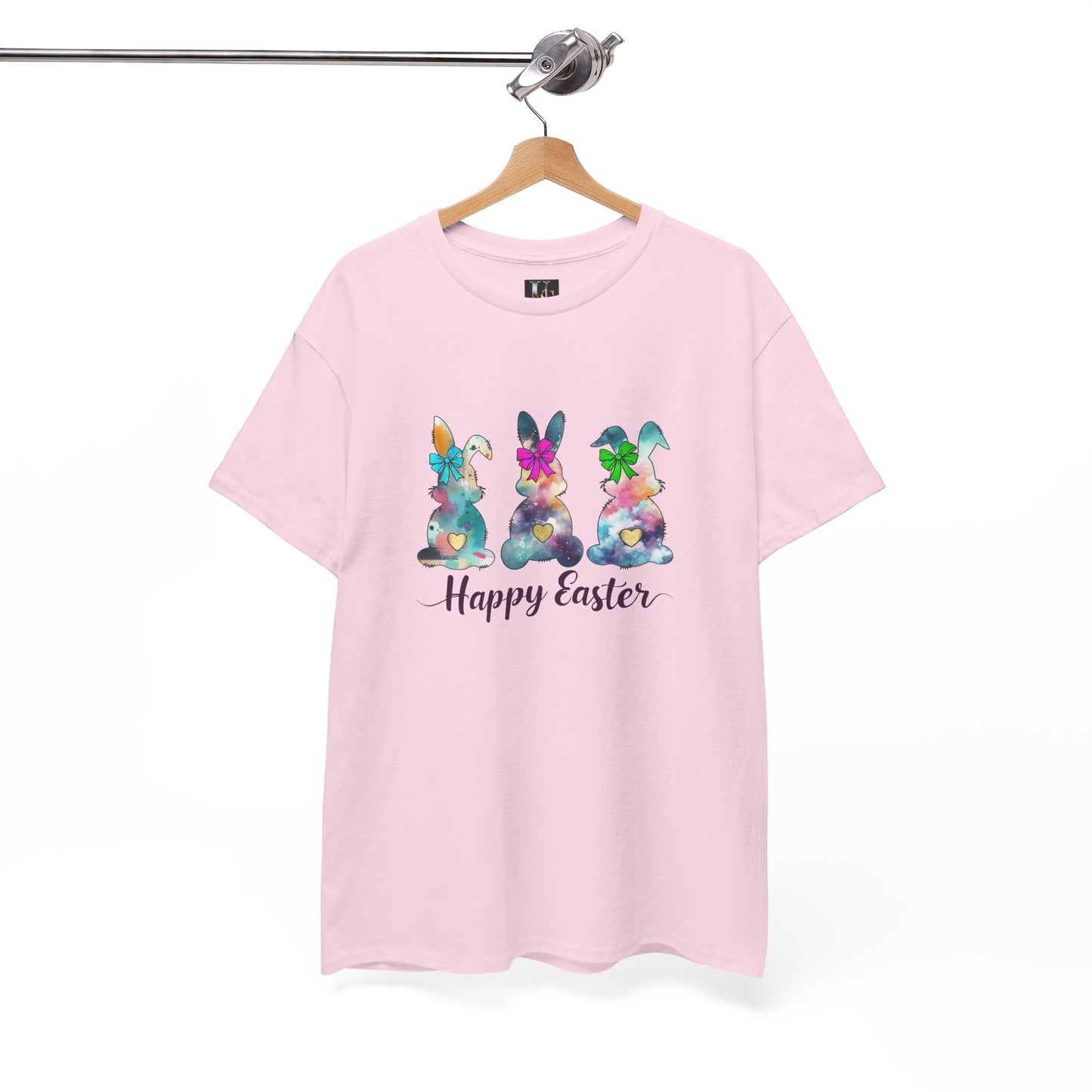 Happy Easter Unisex Heavy Cotton Tee - Colorful Bunny Design