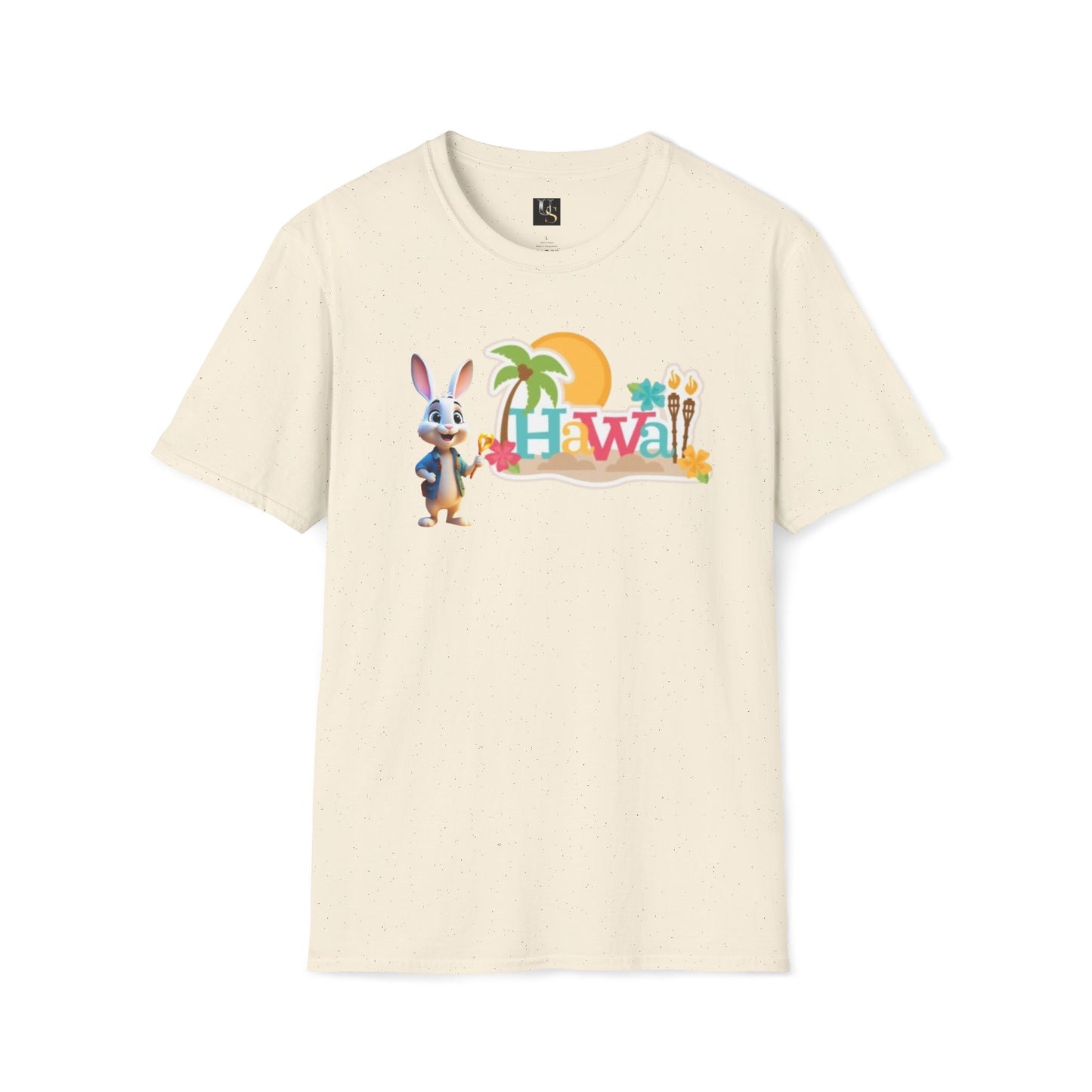 Hawaiian Vibe Unisex Softstyle T-Shirt with Playful Bunny Design