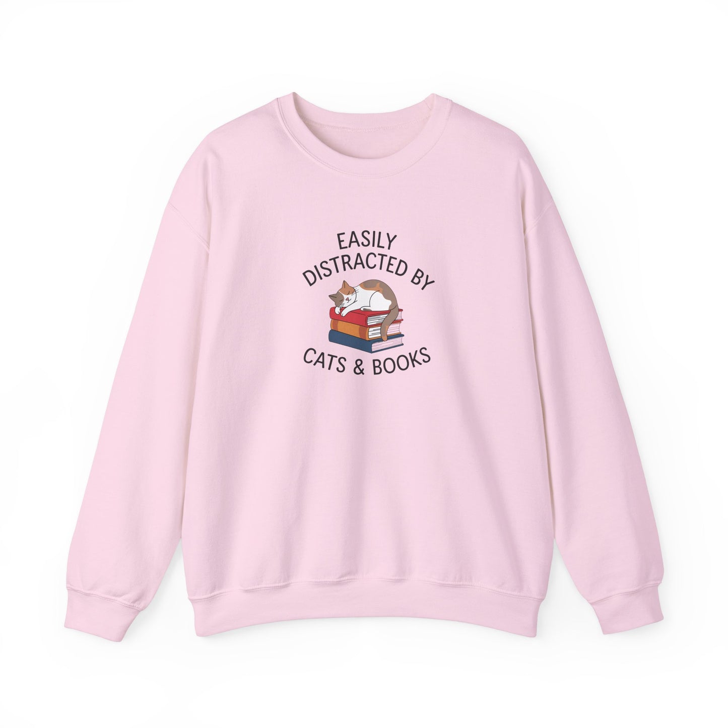 Easily Distracted by Cats & Books, Perfect gift for Cat Lovers and Book Lovers Comfortable Sweatshirt