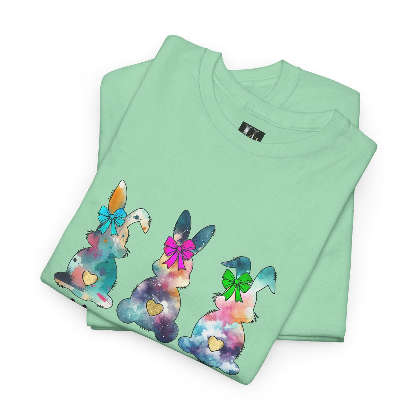 Happy Easter Unisex Heavy Cotton Tee - Colorful Bunny Design