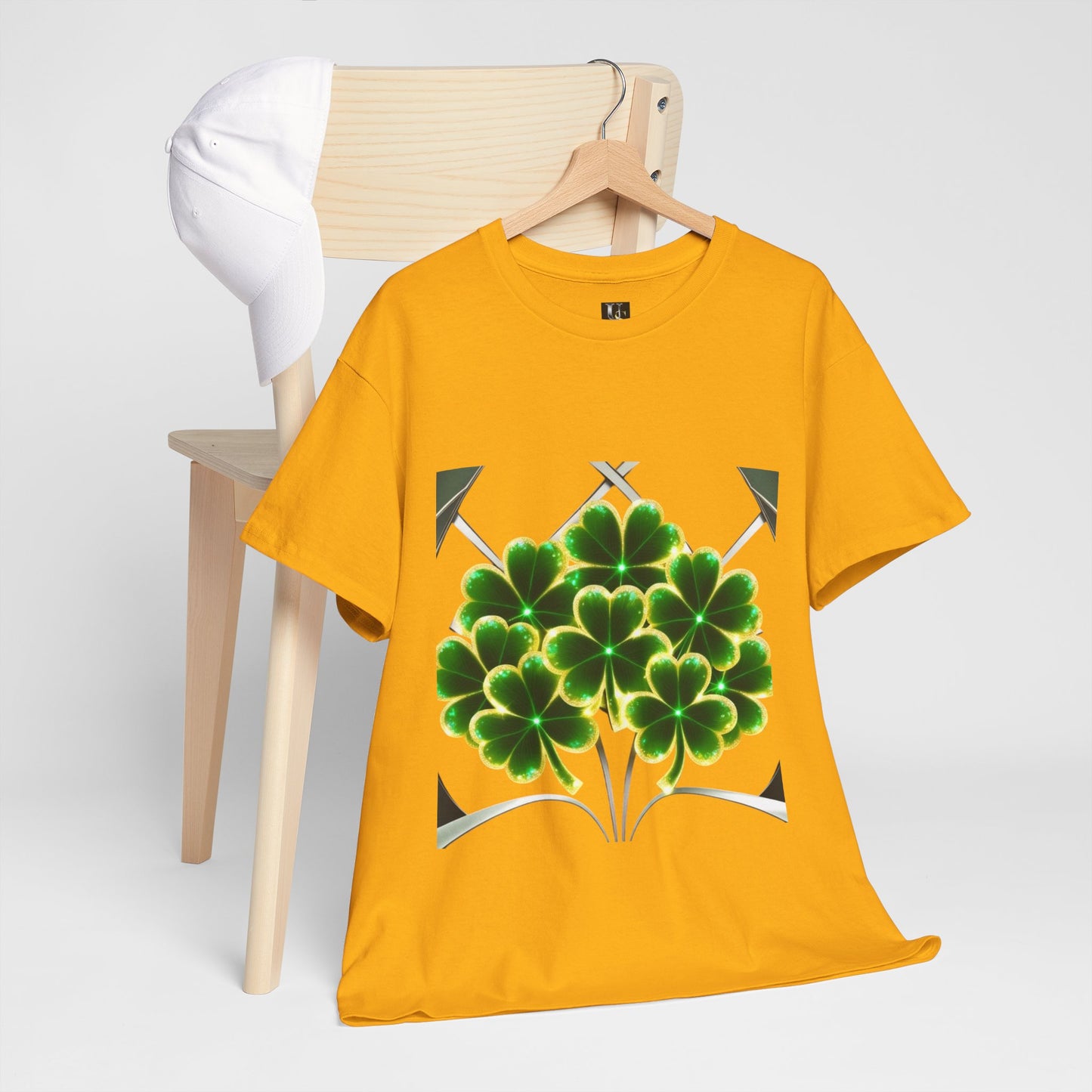 A cluster of glowing Shemrocks Unisex Heavy Cotton Tee - Perfect for St. Patrick's Day & Everyday Wear