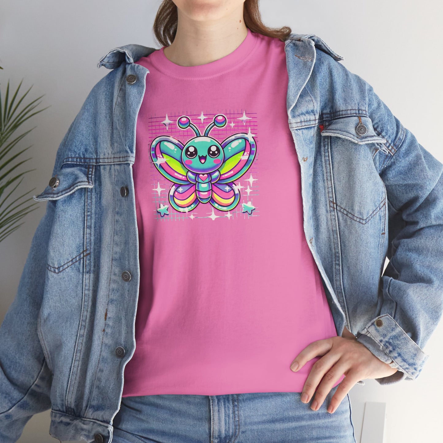 Colorful Butterfly Unisex Heavy Cotton Tee - Playful Graphic Tee for Kids and Adults