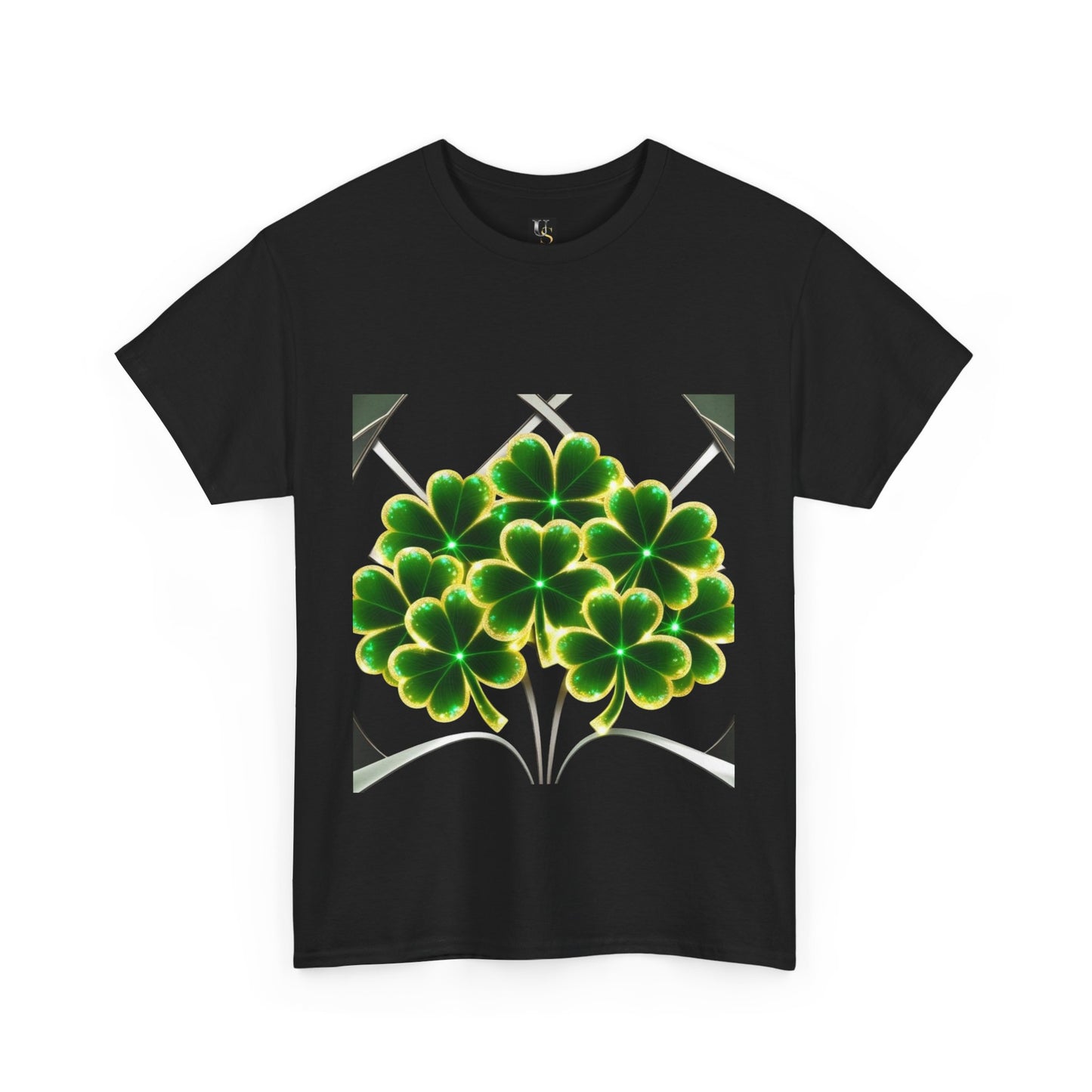 A cluster of glowing Shemrocks Unisex Heavy Cotton Tee - Perfect for St. Patrick's Day & Everyday Wear