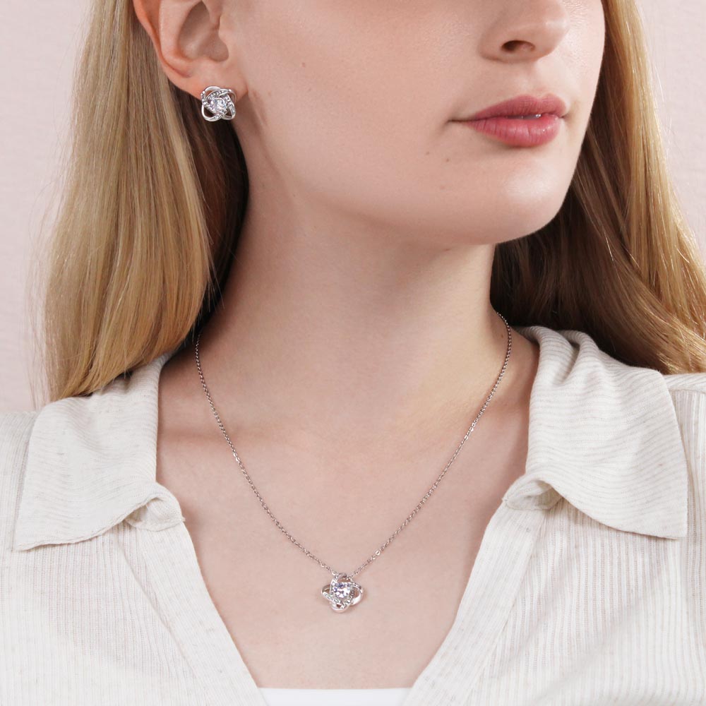 Love Knot Necklace And Earrings Set